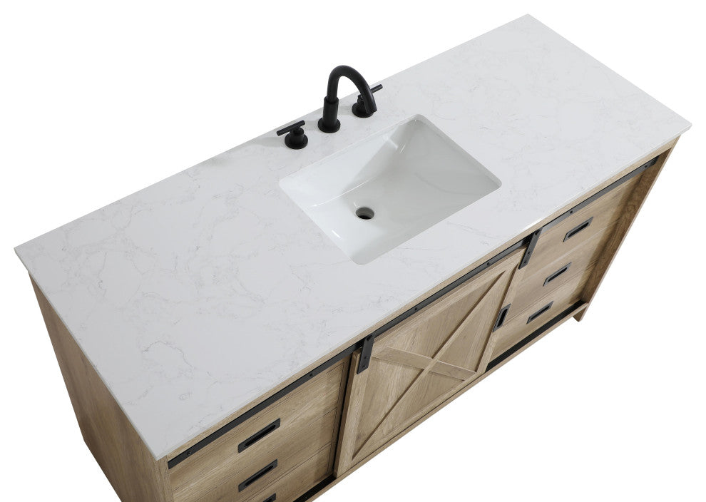 Home Living 60" Single Bathroom Vanity, Natural Oak