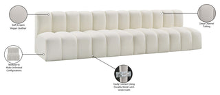 Arc Vegan Leather Upholstered 4-Pc. Modular Sofa, Cream