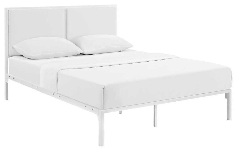 Modway Della King Vinyl Bed, White White