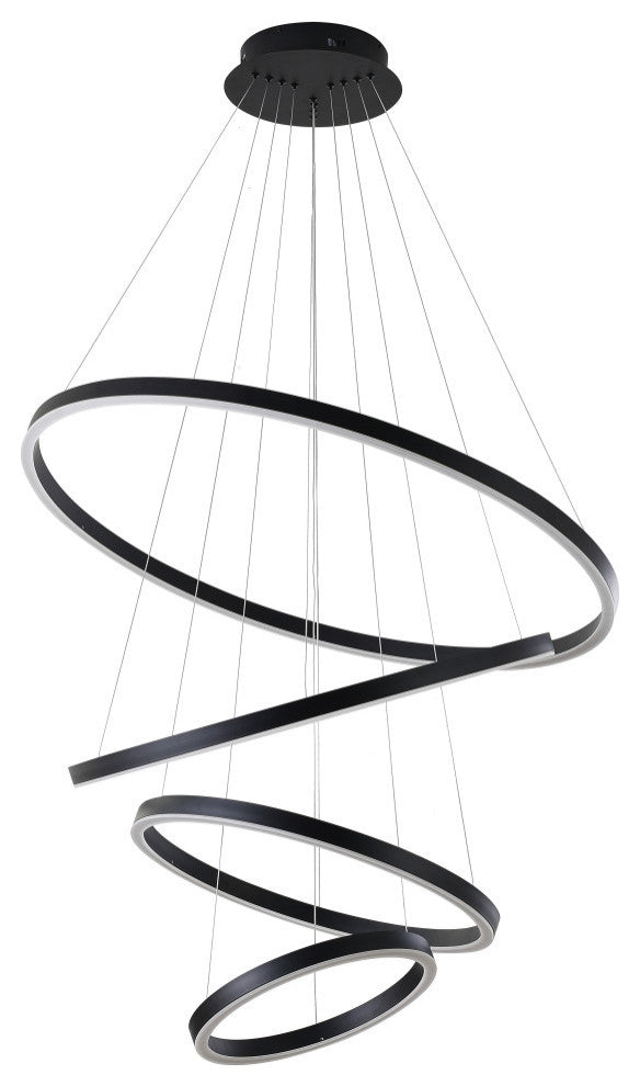 LED Chandelier, Matte Black
