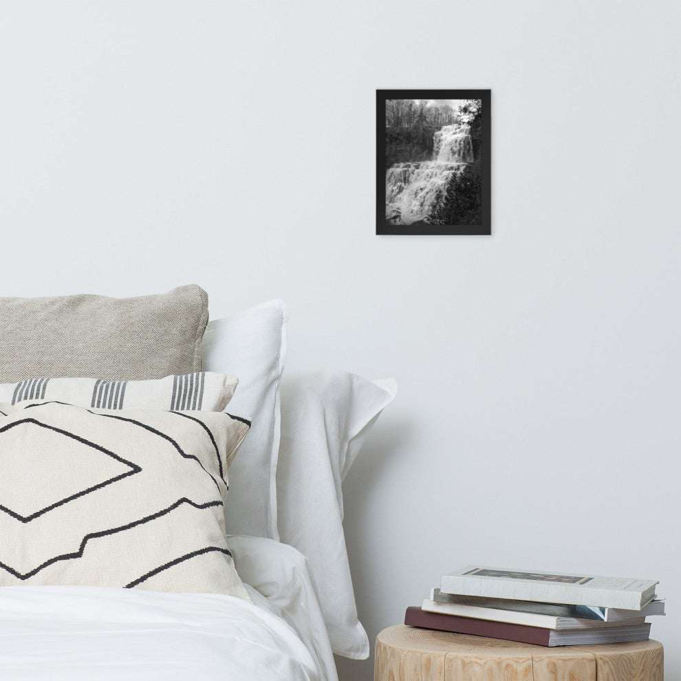 Chittenango Waterfall in Black and White Framed Photo Paper Wall Art Prints, Black, 8" X 10"