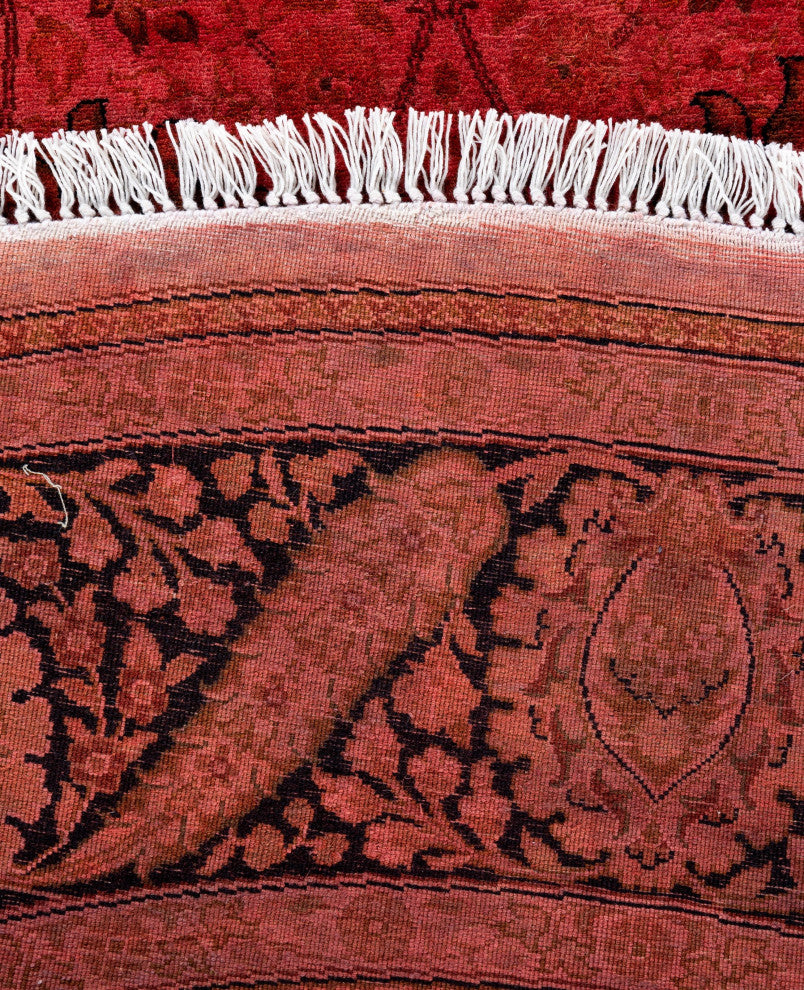Overdyed One-of-a-Kind Hand-Knotted Area Rug Pink, 6' 1" x 6' 1"