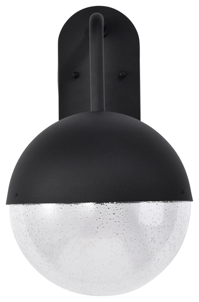 Atmosphere 10W LED Large Wall Lantern, Matte Black/Clear Seeded