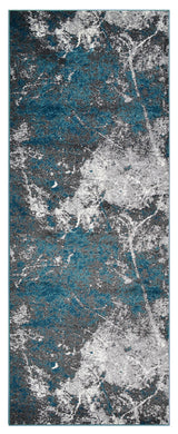 MACHINE MADE HEATSET POLYPROPYLENE AREA RUGS -Silver Ivory Color,Abstract Design, [Runner] 3'2''x10'