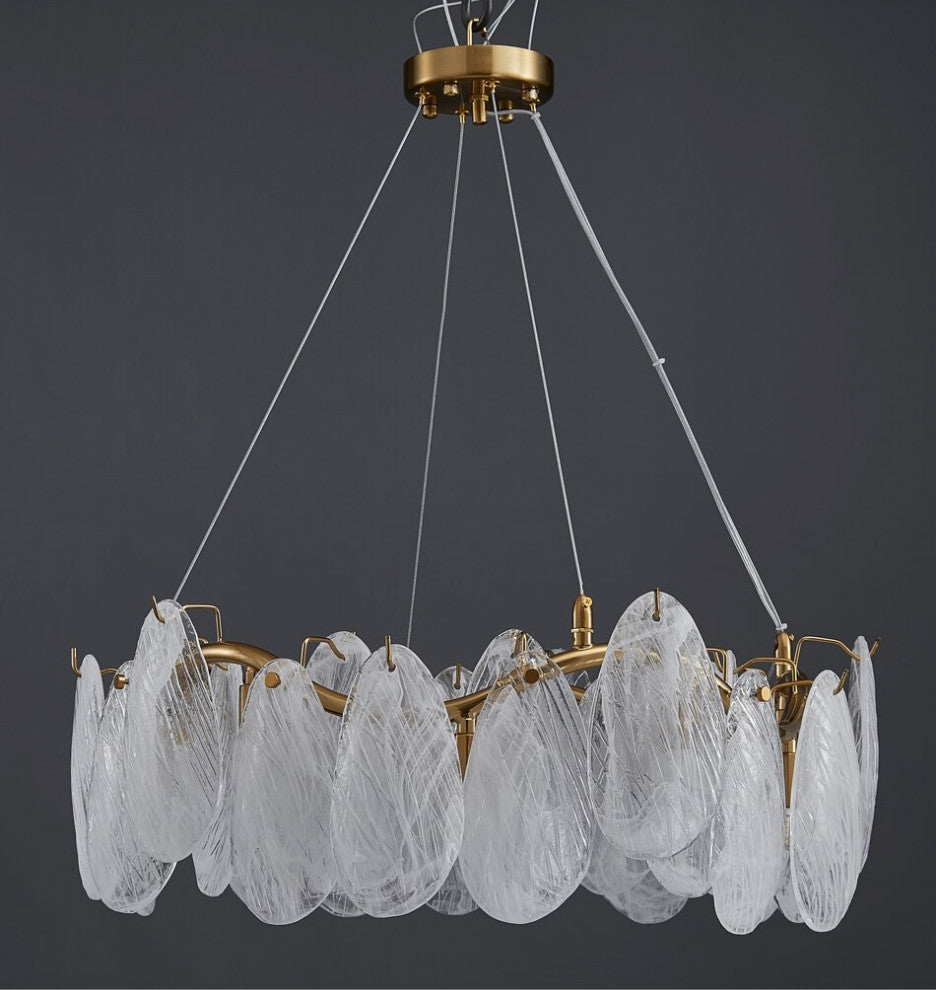 Zafferana Etnea | Round Smoke Gray Crystal Chandelier for Bedroom, White, 17"
