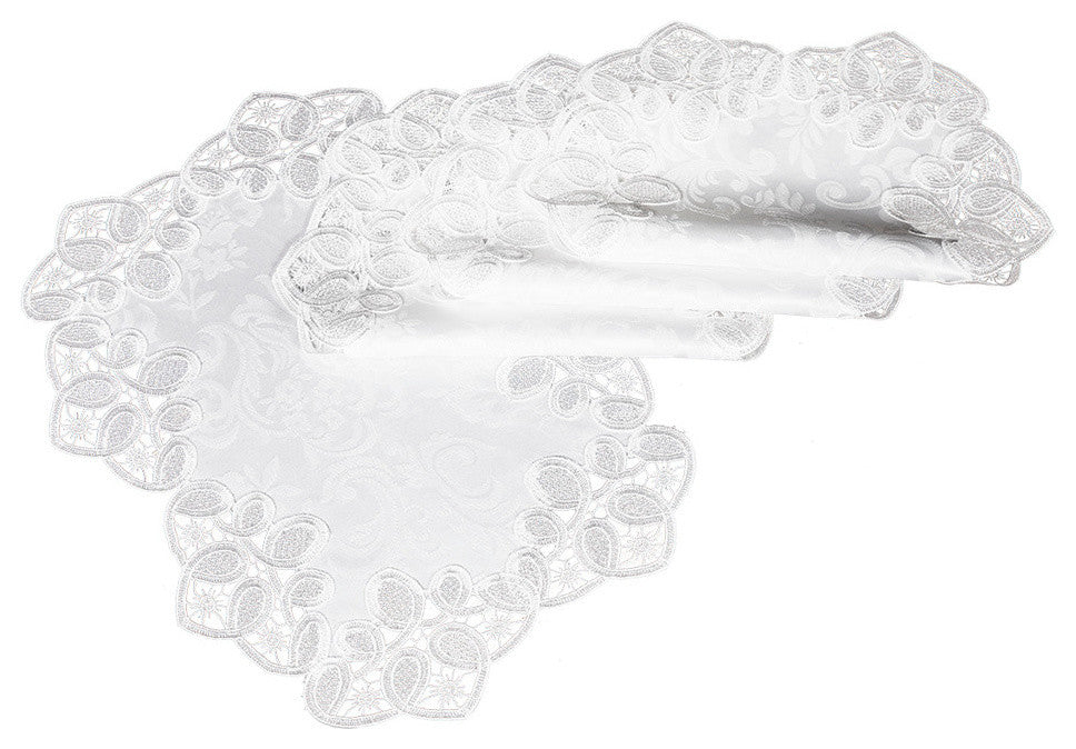 Antebella Lace Embroidered Cutwork Placemats, White, 13"x19", Set of 4