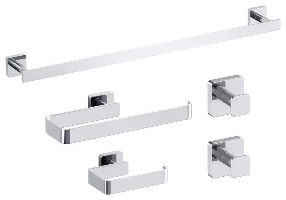 Blaze 5 Piece Bathroom Hardware Set, Chrome