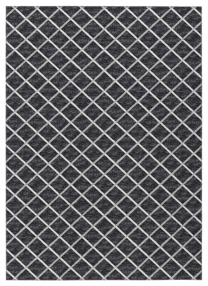 Indoor/Outdoor York YO1 Black Machine Washable 10' x 14' Rug