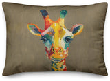 Colorful Giraffe on Tan 14x20 Indoor/Outdoor Pillow