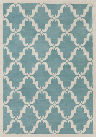 Davin Contemporary Area Rug, Light Aqua and White, 5'x7'