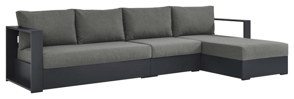 Tahoe Outdoor Patio Powder-Coated Aluminum 3-Piece Right-Facing Chaise Sectional