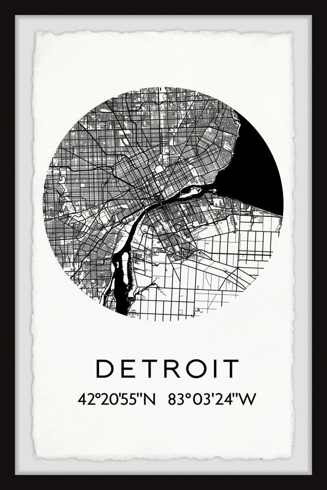 "Detroit Coordinates" Framed Painting Print, 20x30