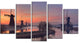 Windmills at Sunrise Panorama, Landscape Canvas Art Print, 60"x32", 5 Panels