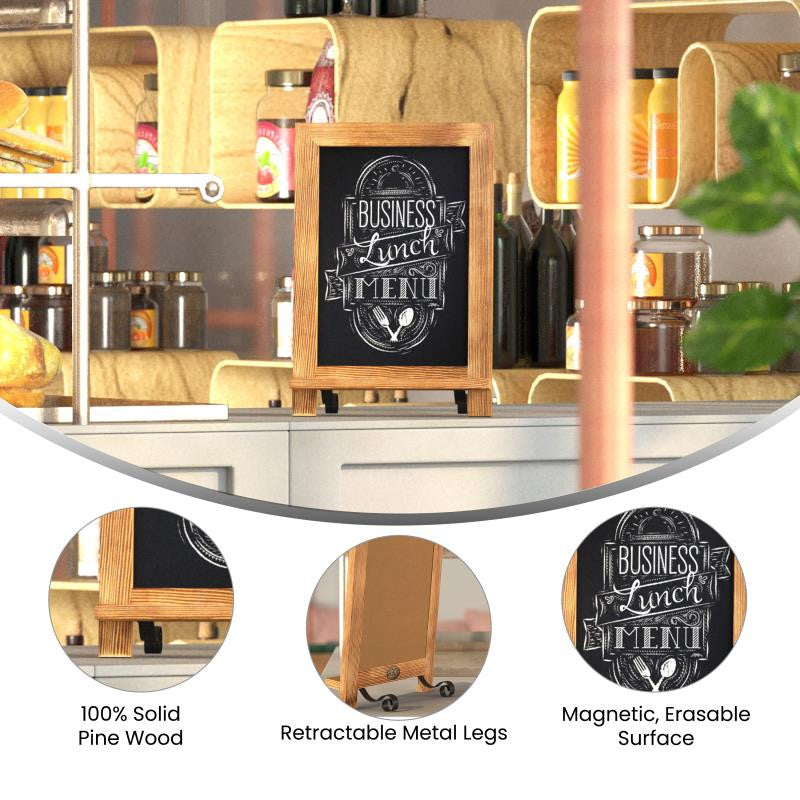Canterbury Magnetic Chalkboard WithMetal Scrolled Legs, Hang or Countertop Board, Torched Brown