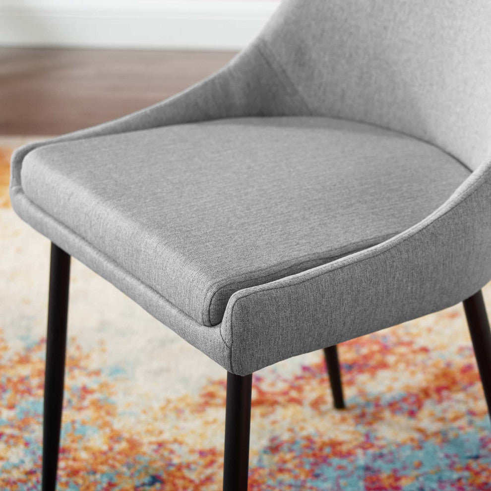 Side Dining Chair, Set of 2, Fabric, Metal, Black Gray, Modern, Cafe Bistro
