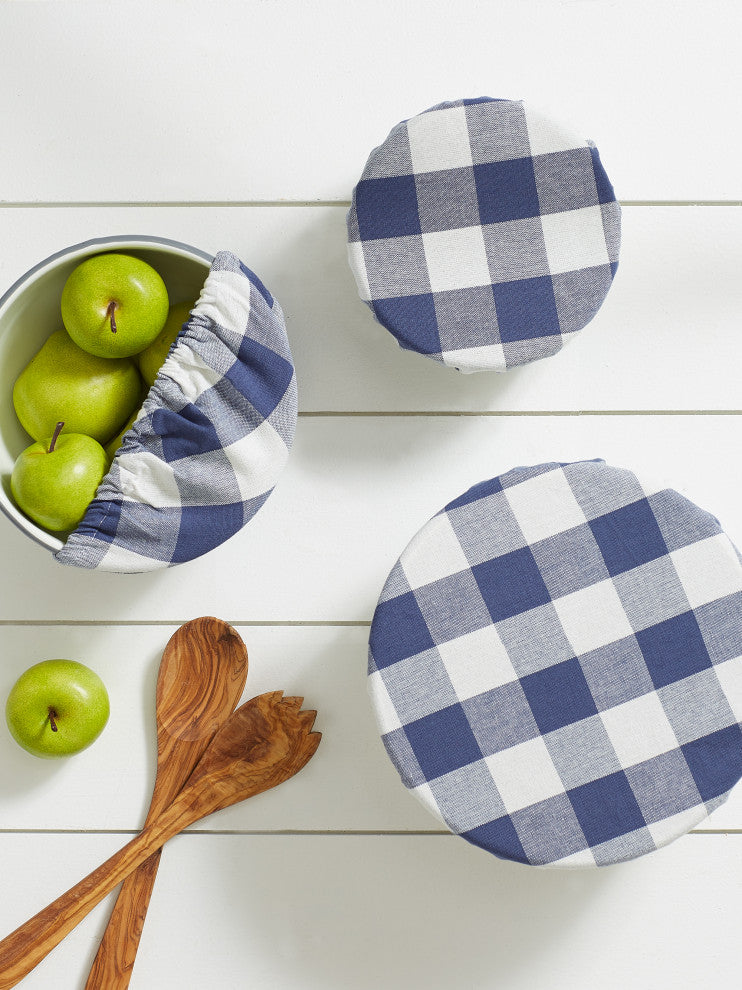DII Asst French Blue Buffalo Check Woven Dish Cover (Set of 3)