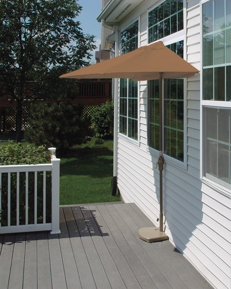 off-The-Wall Brella Half Umbrella, Teak, 9', Sunbrella Fabric