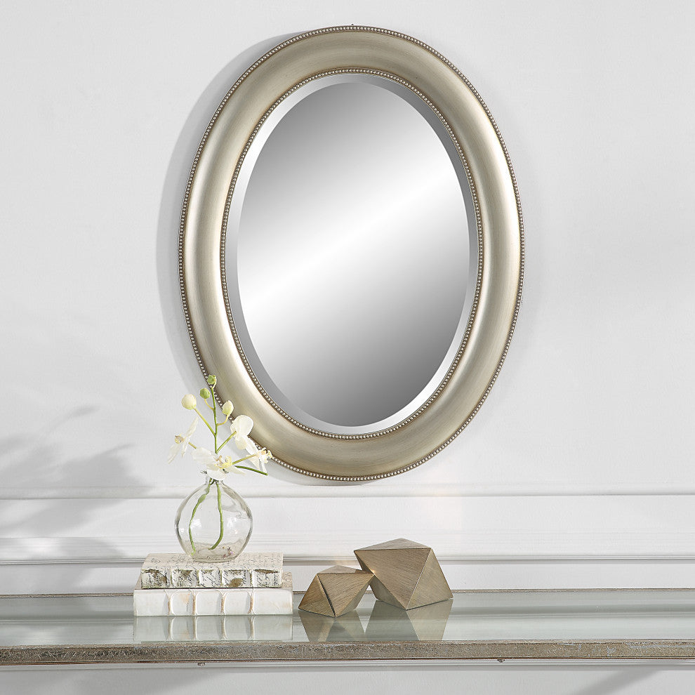 29" Farmhouse Gray Oval Mirror