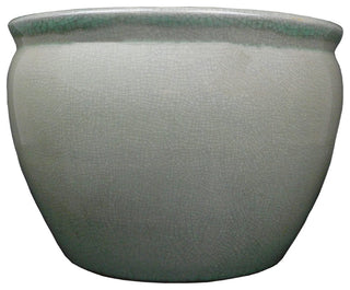 Chinese Porcelain Fish Bowl Planter, Celadon Crackle, 8"