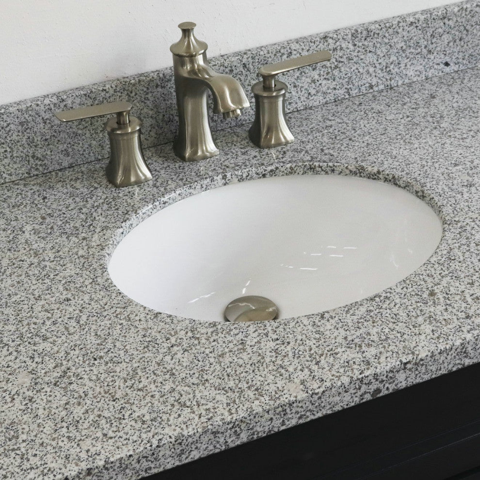 37" Single Sink Vanity, Dark Gray Finish With Gray Granite