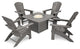 Nautical Curveback Adirondack 5-Piece Conversation Set With Fire Table, Slate Gray