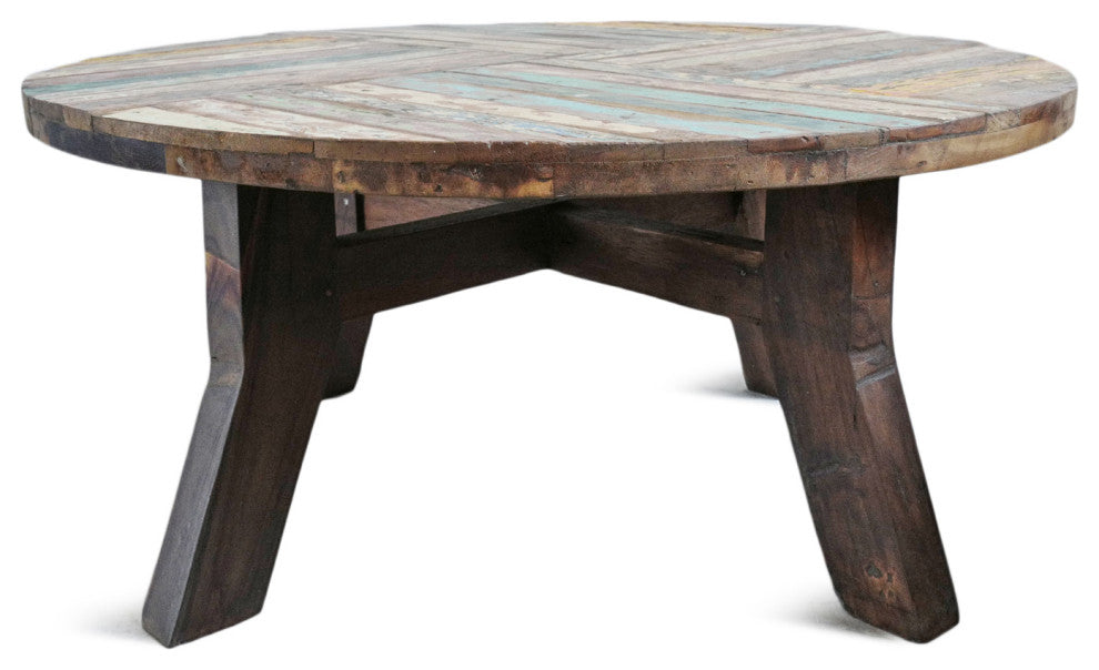 Reclaimed Round Boat Wood Coffee Table 1