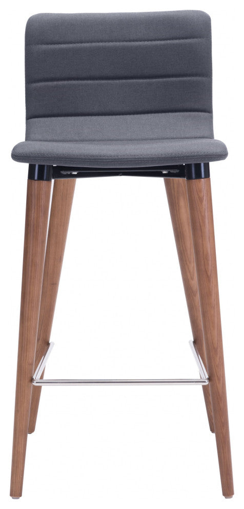 Set of Two Gray and Natural Low Back Counter Chairs