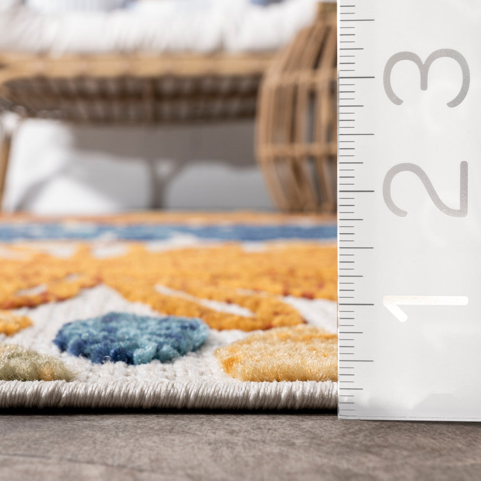 Nuloom Indoor/Outdoor Floret Boho Country and Floral, Blue 2'6"x8'