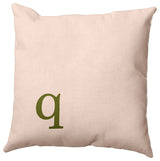 26"x26" Modern Monogram Decorative Throw Pillow, Olive
