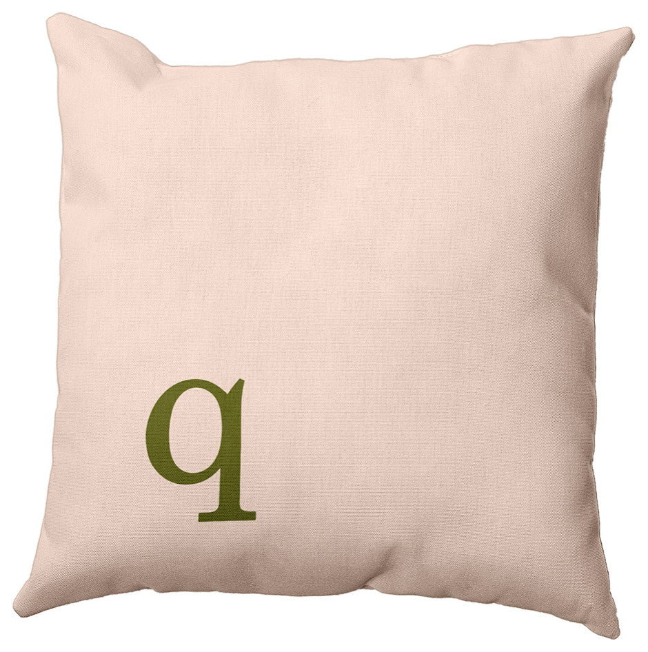 26"x26" Modern Monogram Decorative Throw Pillow, Olive