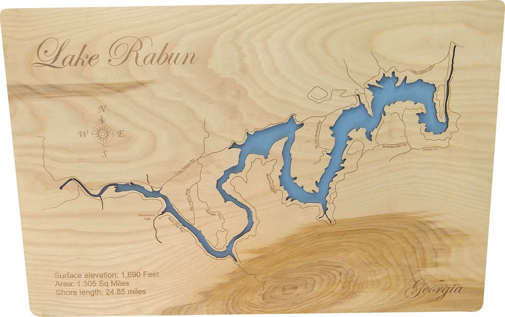 Lake Rabun, Georgia-Wood Lake Map, Medium Standout