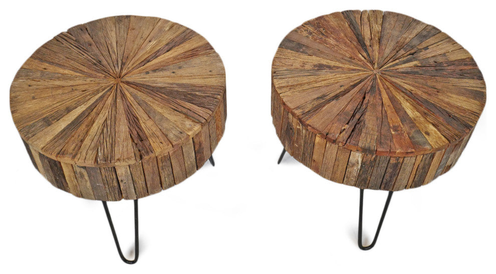 Salvaged Wood Pinwheel Side Table