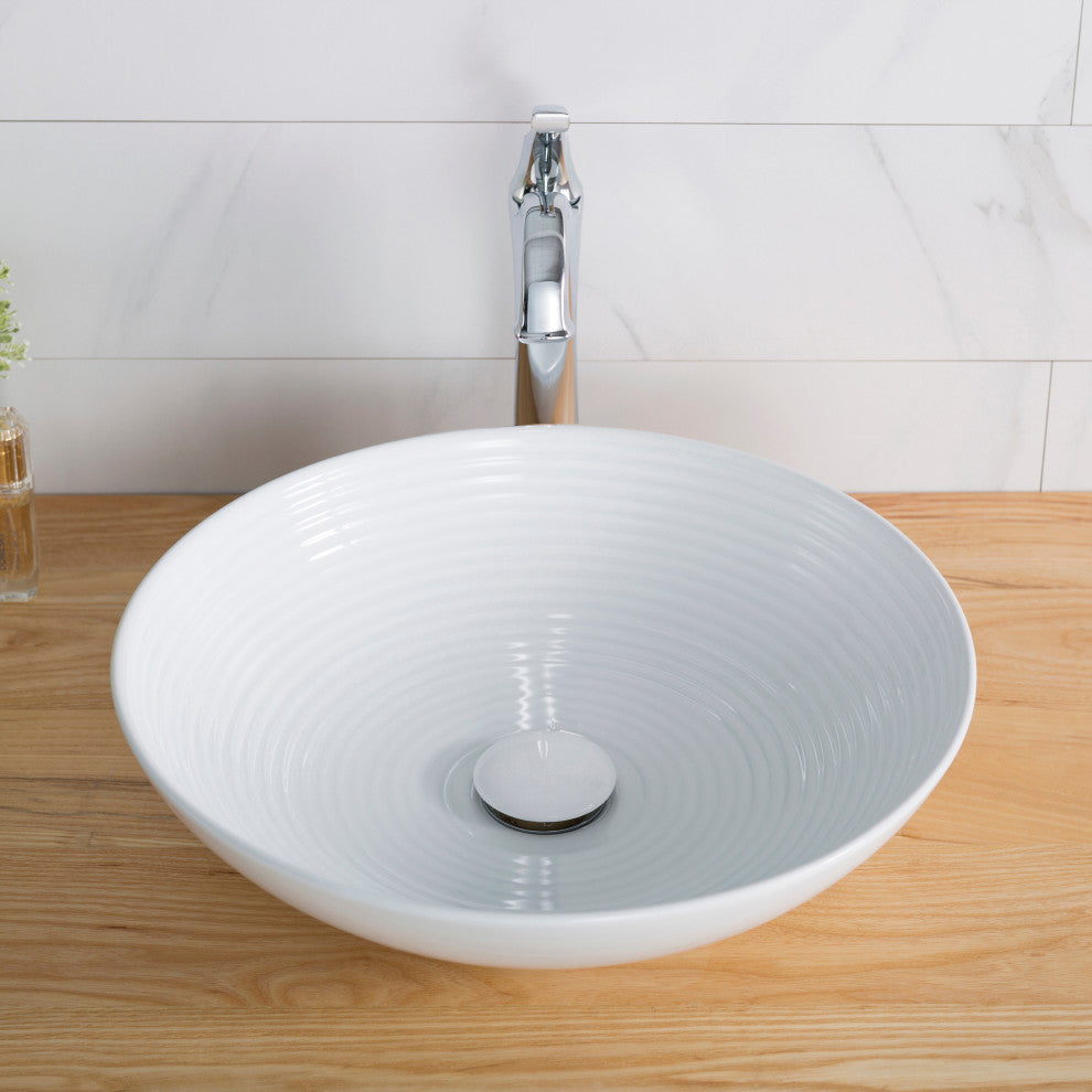 Viva Ceramic Round Vessel Bathroom Sink, White