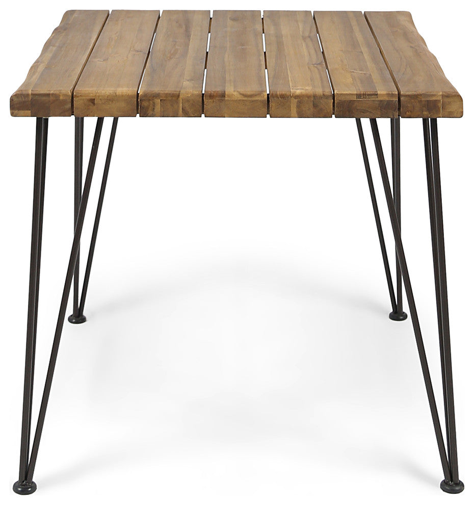 GDF Studio Audrey Indoor Acacia Wood Dining Table, Teak Finish/Rustic Metal