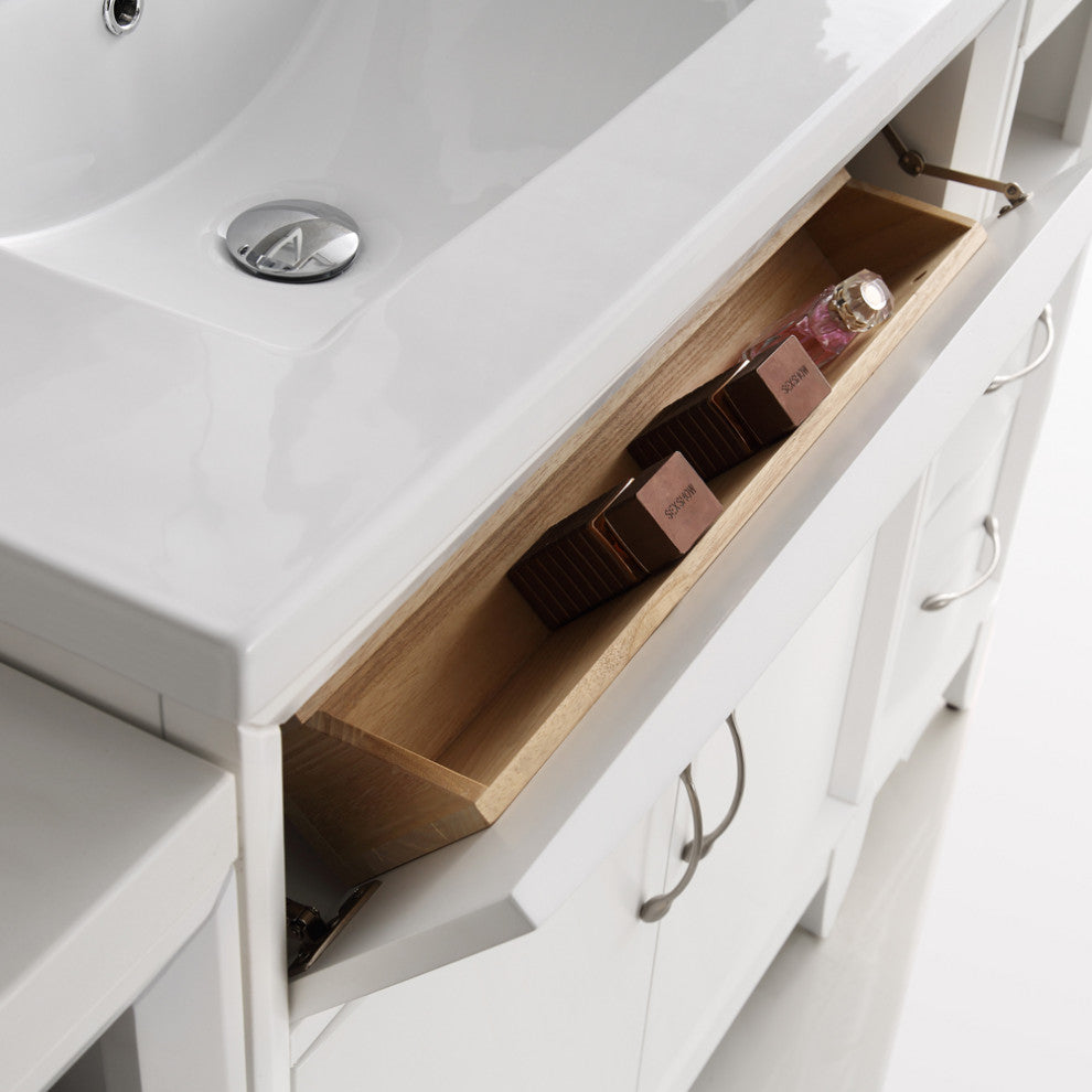 Fresca Cambridge 42" White Traditional Bathroom Vanity With Mirror