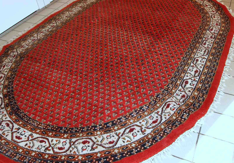 Handmade vintage Indo-Seraband rug 6.5' x 9.8' (198cm x 298cm) 1980s