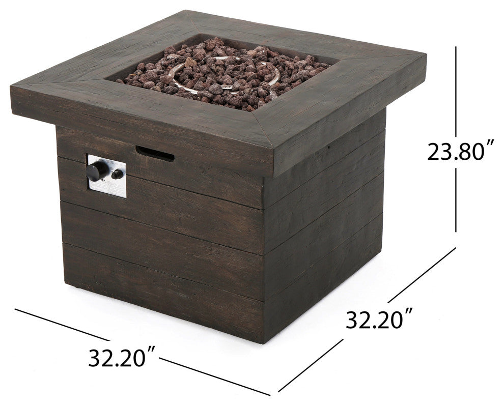 GDF Studio 4-Piece Livingston Outdoor Fire Pit Chat Set, Brown