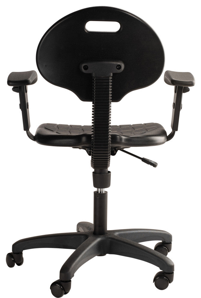 NPS Polyurethane Task Chair With Arms, 16"-21" Height, Black