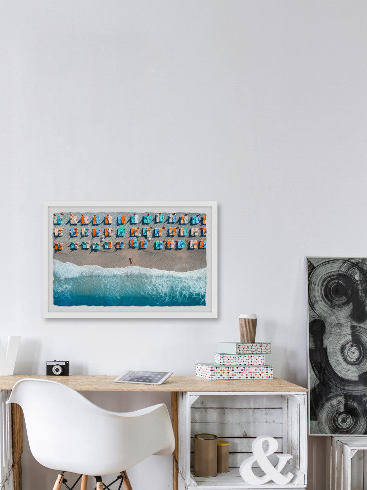 "Alone on an Empty Beach" Framed Painting Print, 18x12