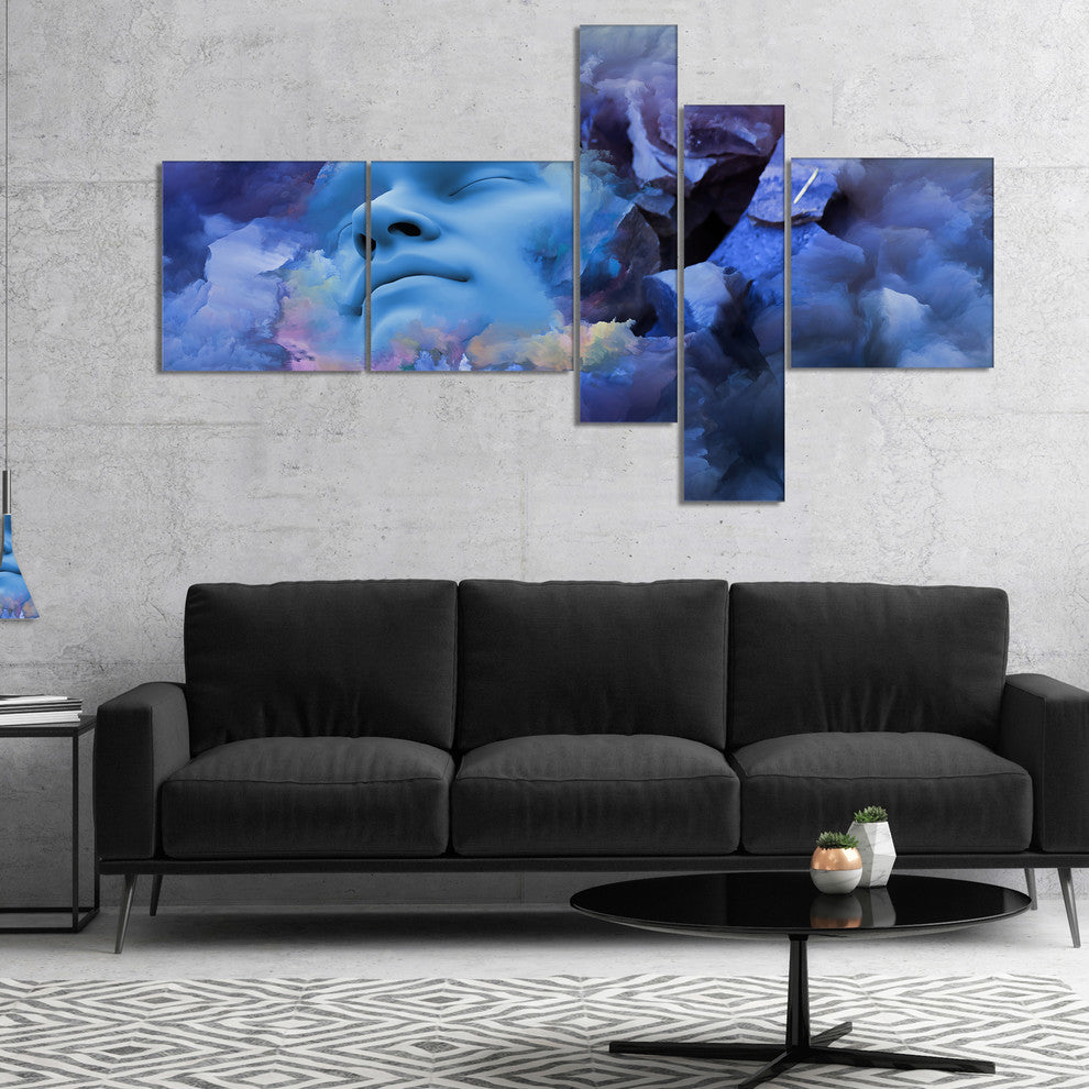 Game Of Dream Woman Sleeping, Abstract Canvas Wall Art Print, 60"x32", 5 panels