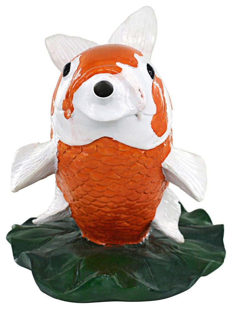 Kohaku Asian Koi Piped Spitter Statue