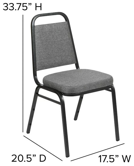 4 Pack Dining Chair, Padded Seat & Trapezoid Back, Gray Fabric/Silver Vein