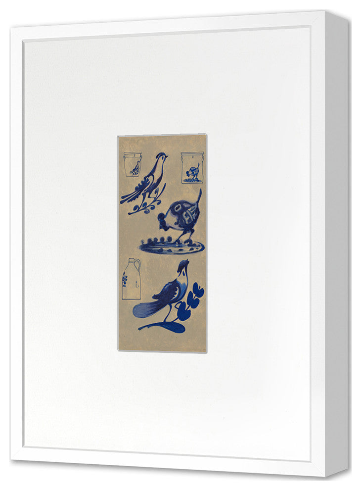 Bird Decoration for Stoneware 2 Fine Art Print, White, 25"x18"