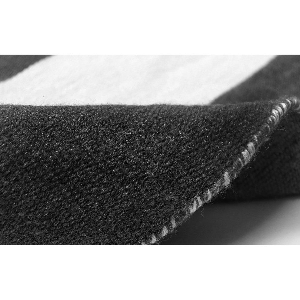 Sorrento Rugby Stripe Indoor/Outdoor Rug, Black, 8' Square
