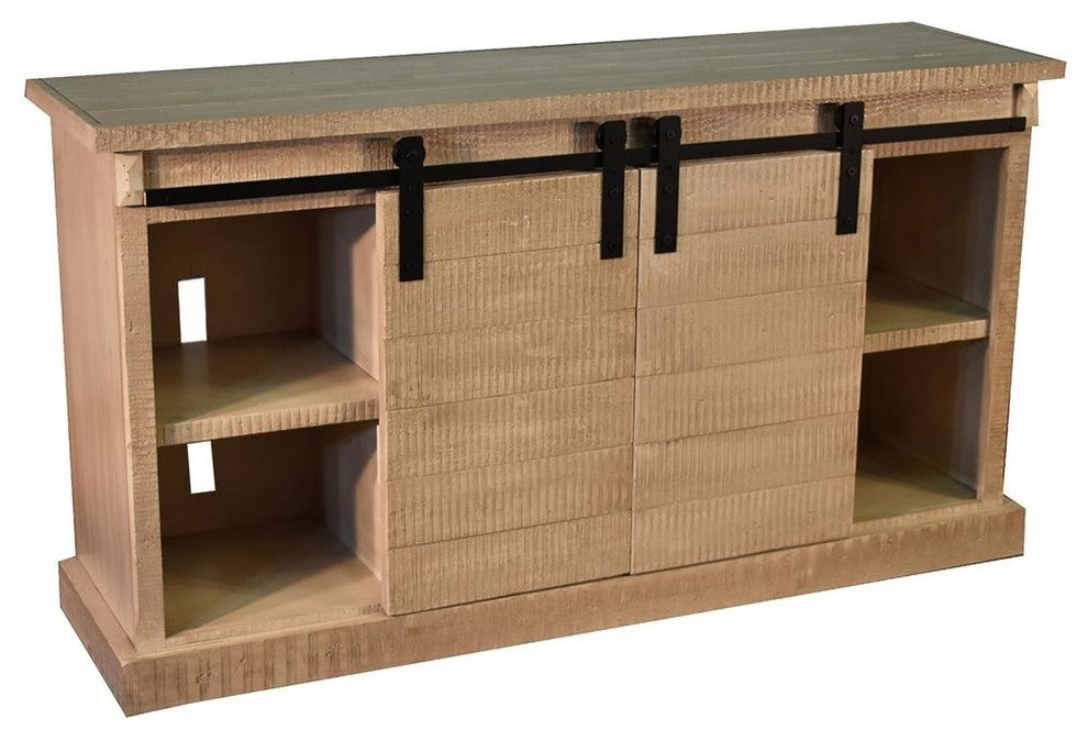 Mason 65" Sliding TV Stand, White Glaze