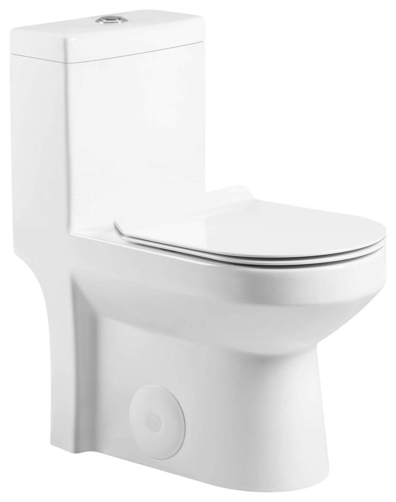 Fine Fixtures Dual-Flush Round One-Piece Toilet, Seat Included, 10" Rough in