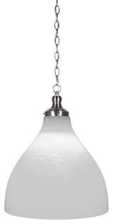 Juno 1-Light Chain Hung Pendant, Brushed Nickel/White Marble
