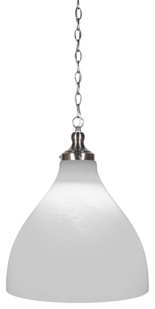 Juno 1-Light Chain Hung Pendant, Brushed Nickel/White Marble