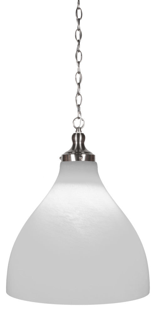 Juno 1-Light Chain Hung Pendant, Brushed Nickel/White Marble