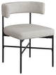 Rivage Durable Linen Textured Fabric Dining Chair, Set of 2, Beige, Matte Black Finish